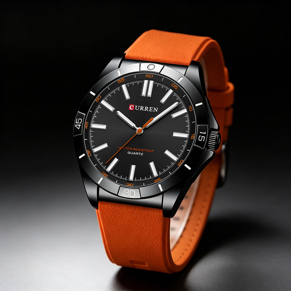 Silicone Sport Band - ساعة كوارتز رياضية للرجال من CURREN،