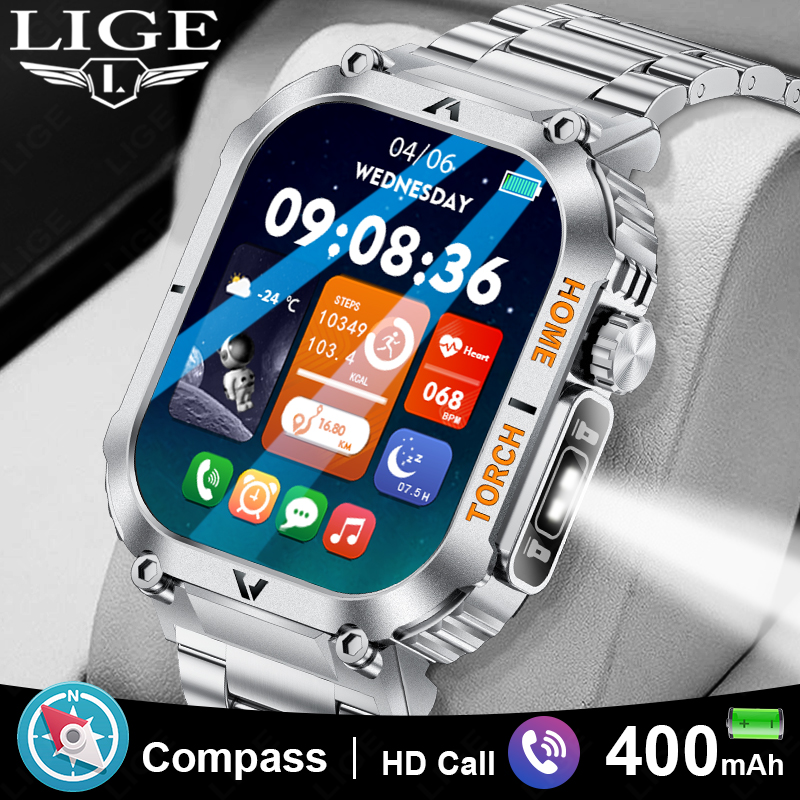Smartwatch Latest Watches For Men - ساعة ذكية رجالية LIGE للأنشطة الخارجية