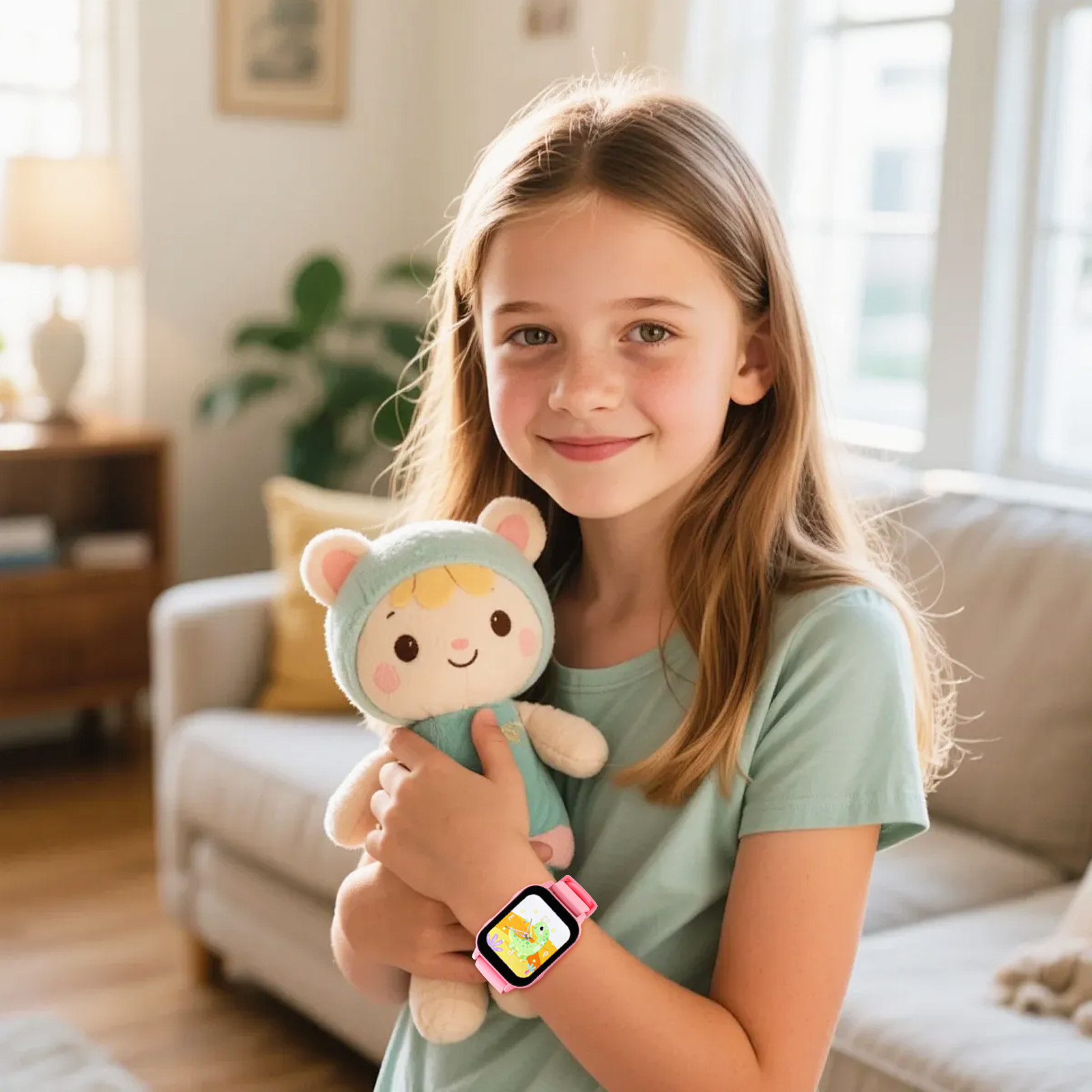 Smartwatch Pink Watches For Kids - ساعة ذكية للأطفال مع ألعاب تعليمية،