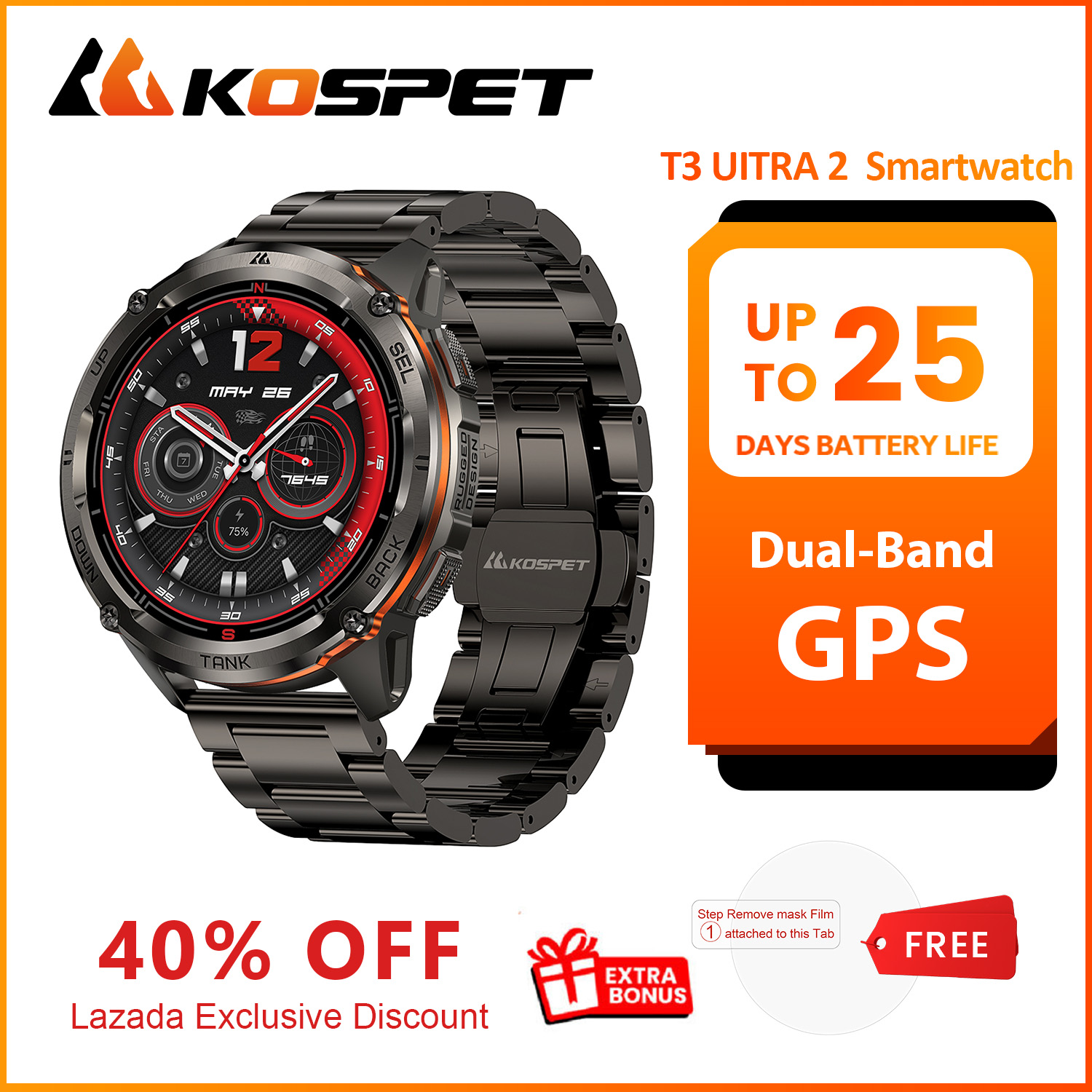 Smartwatch Premium Watches For Men - ساعة ذكية KOSPET TANK T3 Uitra2