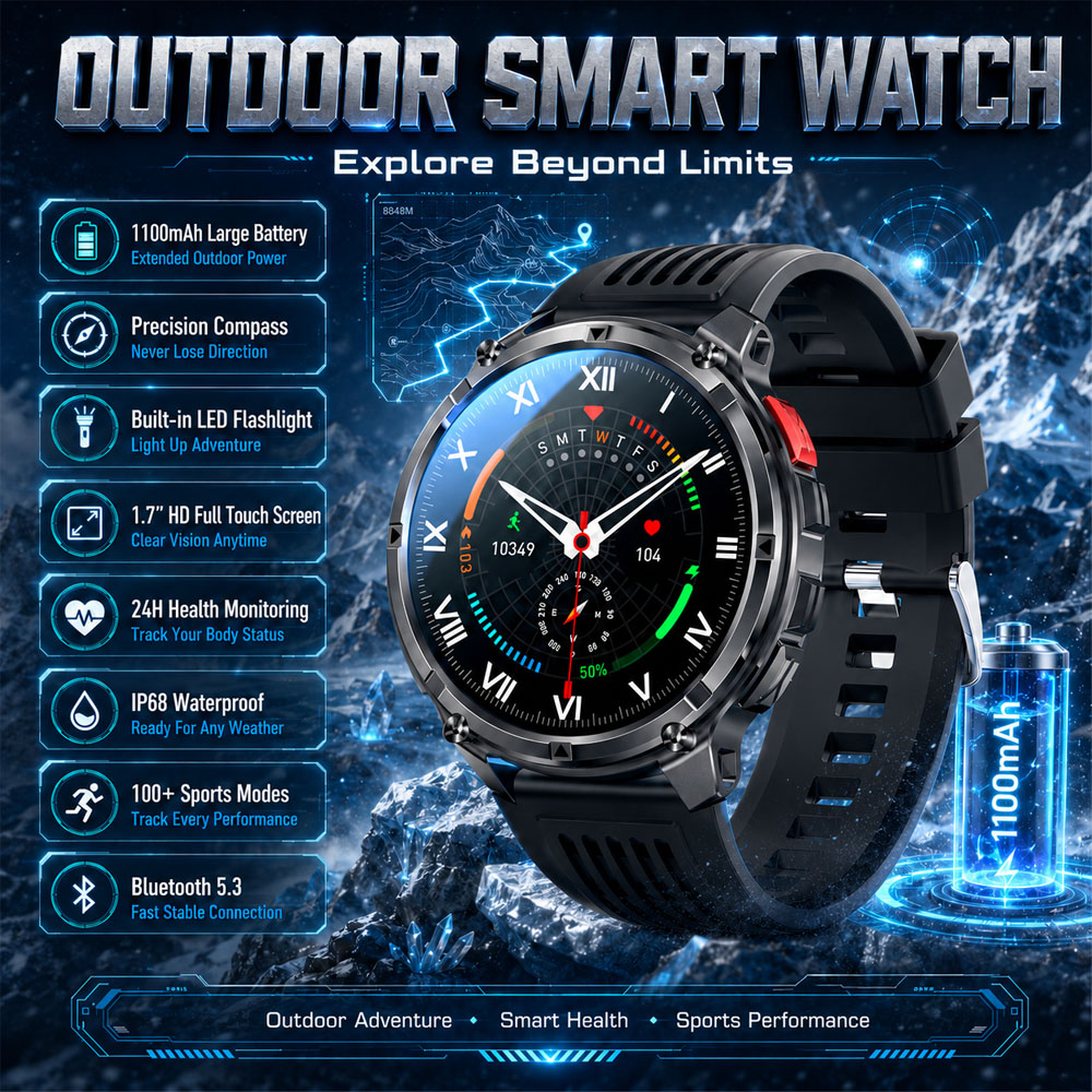 Smartwatch Rugged Watches For Men - ساعة ذكية YAOCX AMOLED جديدة لعام