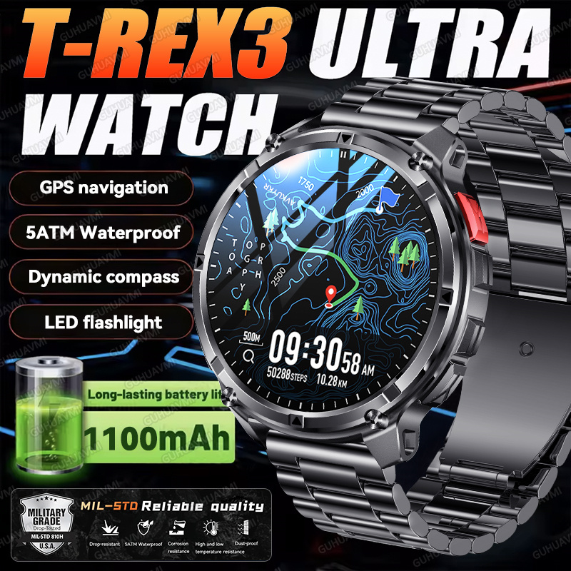 Smartwatch Military Watches For Men - 2026 جديد T-Rex3 Ultra 1100Mah العسكرية