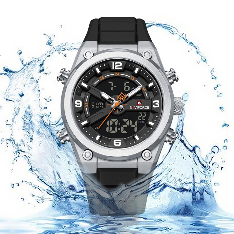 Analog Quartz Watch - ساعة NAVIFORCE للرجال بشاشة مزدوجة تعرض