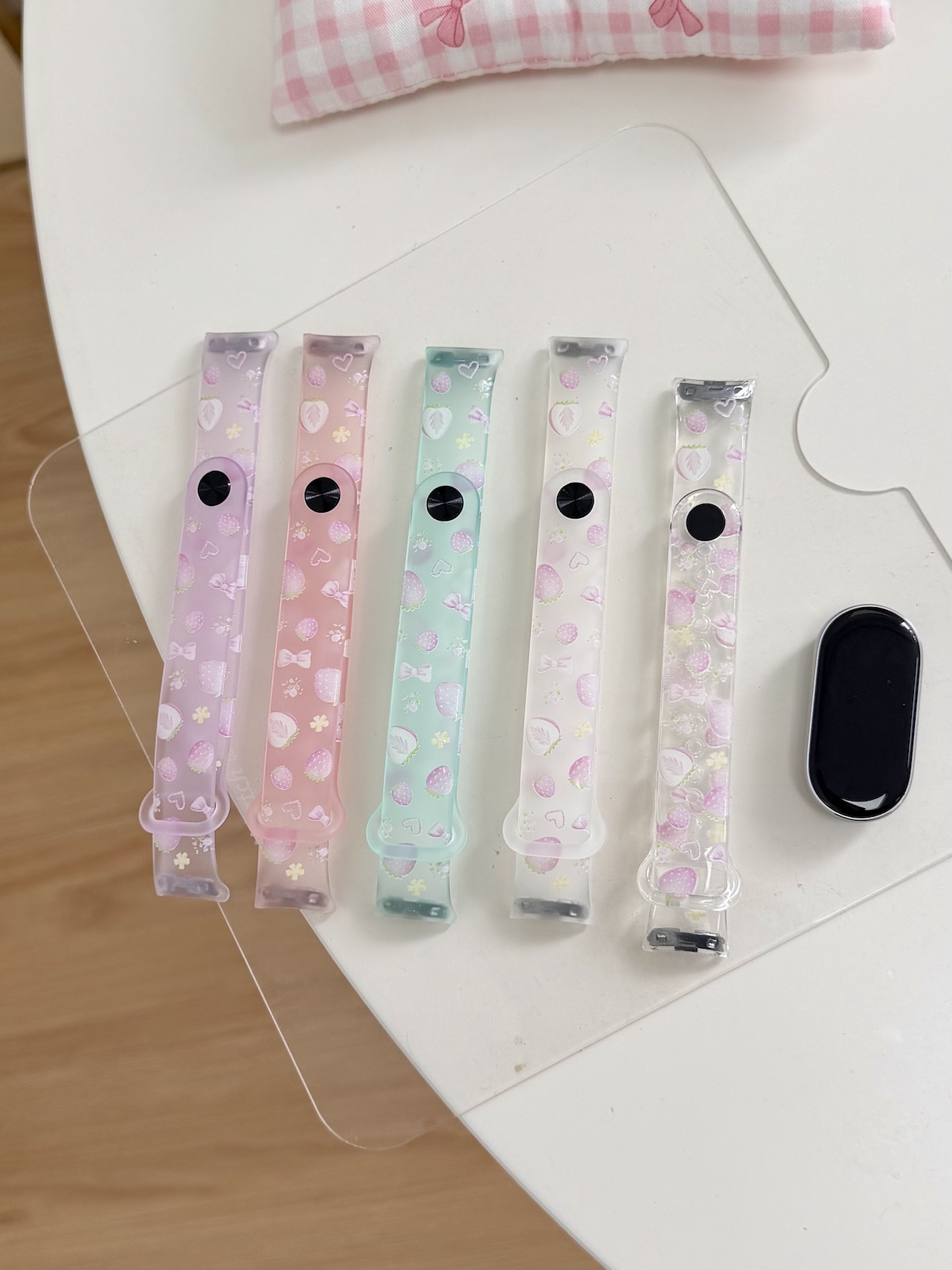 Watch Smartwatch Android - حزام TPU بطبعة فيونكة الفراولة اللطيفة