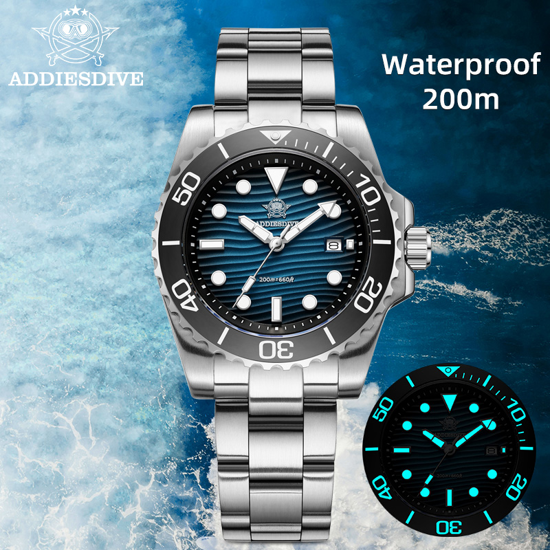Waterproof Diving Watch - Addiesdive ساعة كوارتز رجالية 2115 قرص