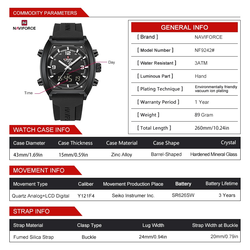 ساعة نافي فورس للرجال بشاشة مز - مراجعة Analog Quartz Watch وسعره