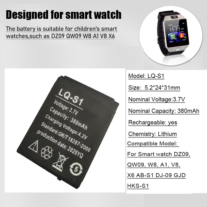 1-4 قطعة LQ-S1 3.7 فولت 380 مل - مراجعة Watch V8 وسعره