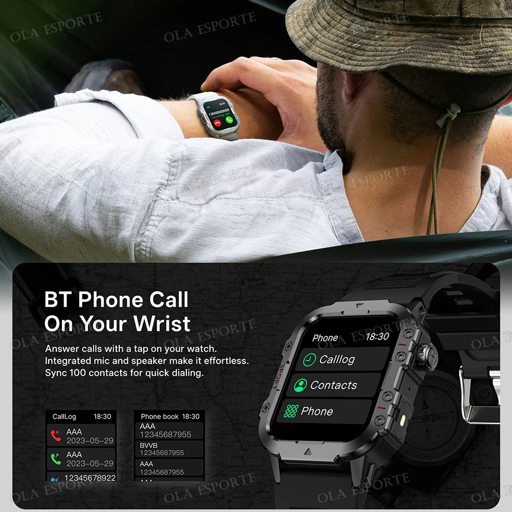 ساعة ذكية عسكرية متينة جديدة ل - مراجعة Smartwatch Rugged Watches For Men وسعره
