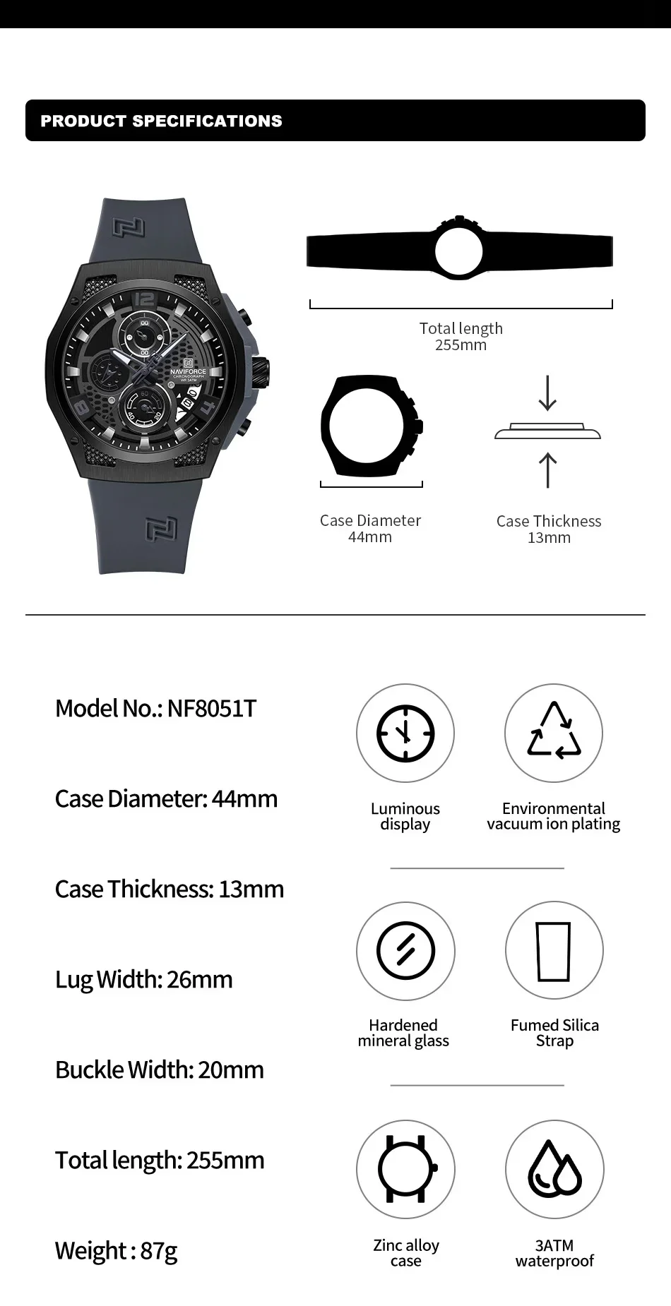 ساعة يد رجالية Naviforce ، تصم - مراجعة Silicone Sport Band وسعره