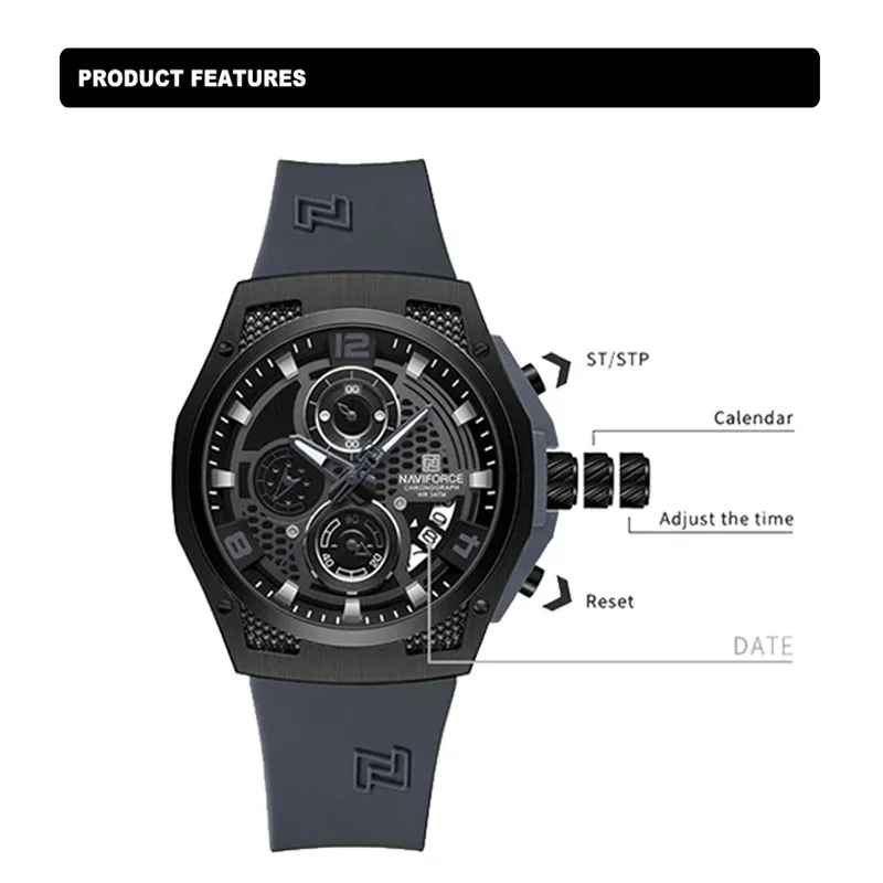 ساعة يد رجالية Naviforce ، تصم - مراجعة Silicone Sport Band وسعره