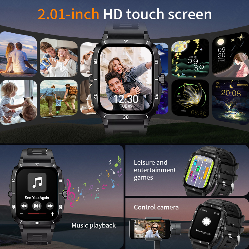 2.01 شاشة ساعة ذكية بلوتوث دعو - مراجعة Smartwatch Latest Watches For Men وسعره