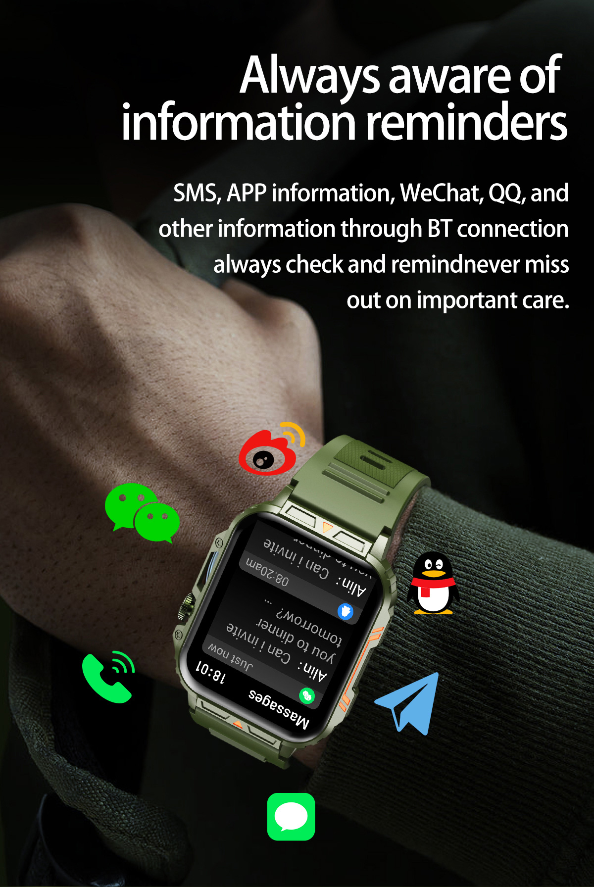 ساعة ذكية عسكرية خارجية للرجال - مراجعة Smartwatch Military Watches For Men وسعره