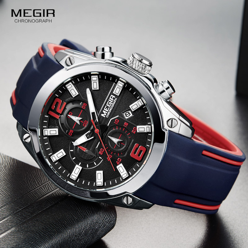 ساعة Megir للرجال كرونوغراف تن - مراجعة Silicone Sport Band وسعره