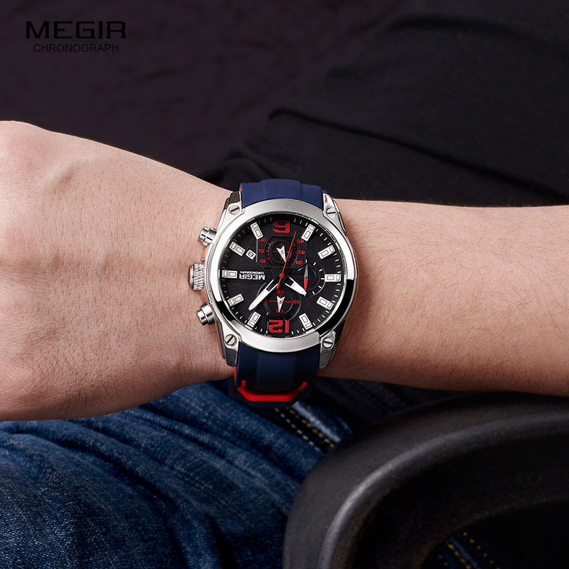 ساعة Megir للرجال كرونوغراف تن - مراجعة Silicone Sport Band وسعره