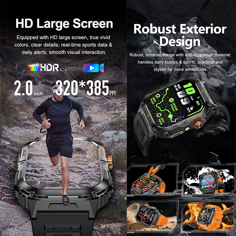 ساعة ذكية رجالية متينة للاستخد - مراجعة Smartwatch Rugged Watches For Men وسعره