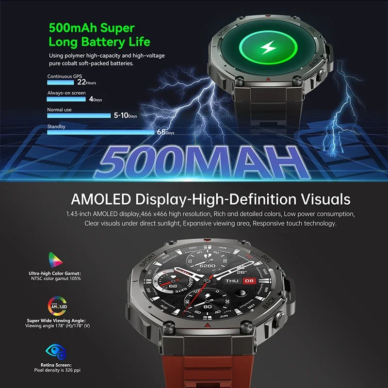 ساعة ذكية عسكرية جديدة DM58 لع - مراجعة Smartwatch Military Watches For Men وسعره