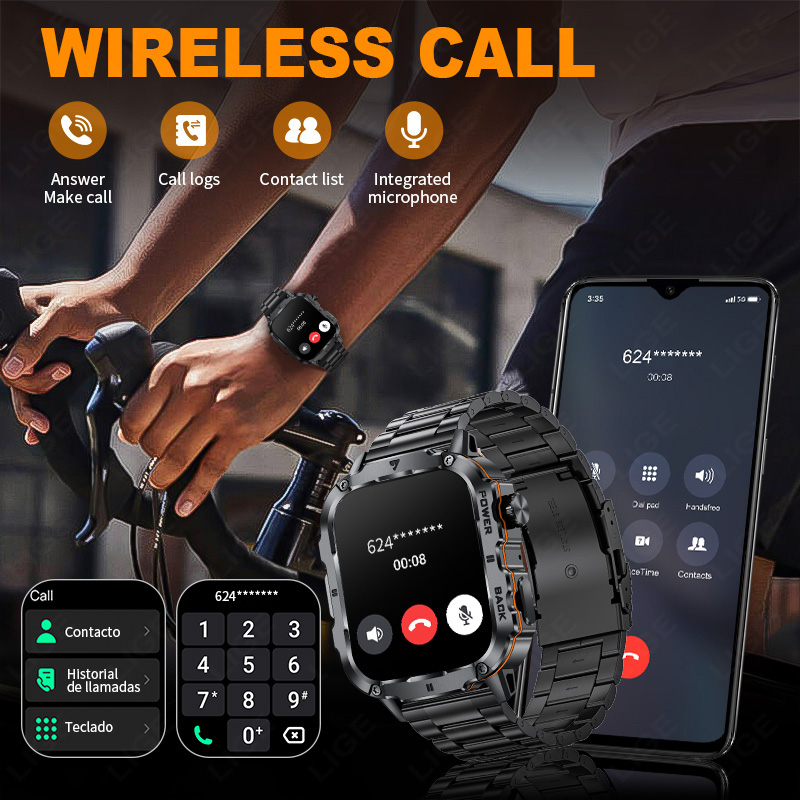 LIGE 2025 ساعة ذكية عسكرية متي - مراجعة Smartwatch Rugged Watches For Men وسعره