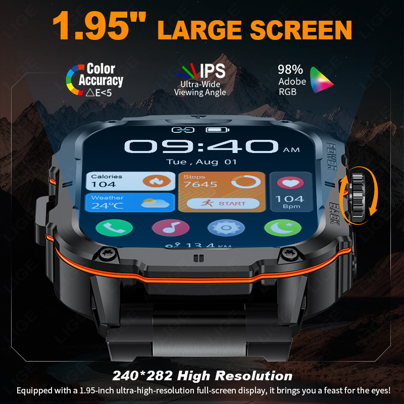 LIGE 2025 ساعة ذكية عسكرية متي - مراجعة Smartwatch Rugged Watches For Men وسعره