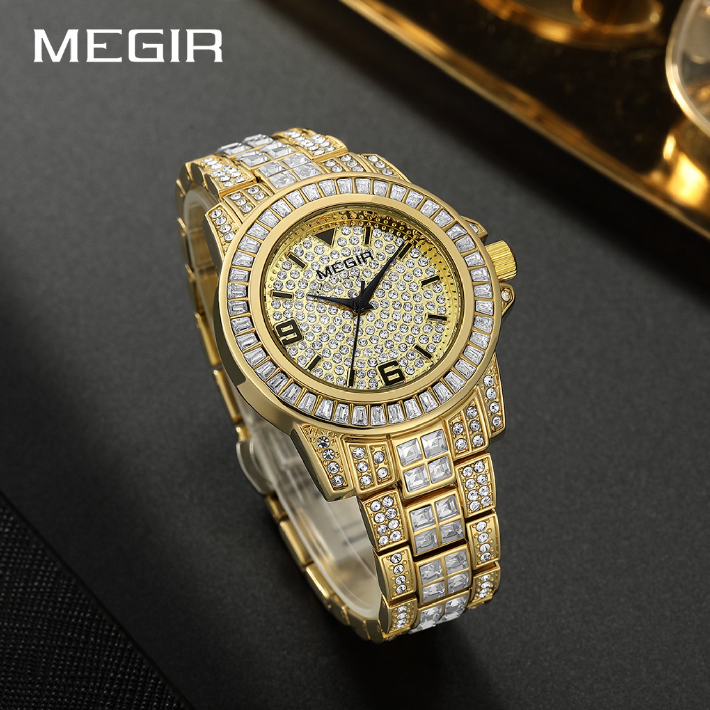 ساعات MEGIR الفاخرة المرصعة با - مراجعة Analog Quartz Watch وسعره