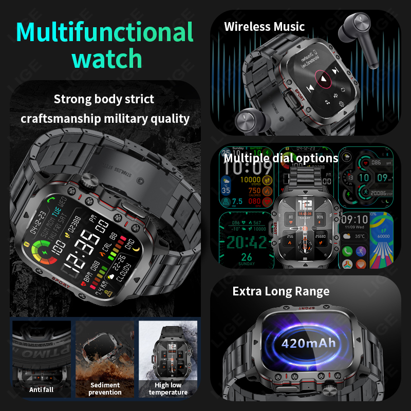 2026 وعرة اللياقة البدنية العس - مراجعة Smartwatch Rugged Watches For Men وسعره