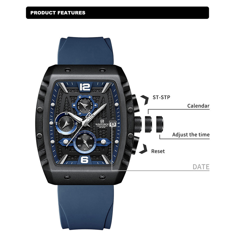 NAVIFORCE ساعة رجالية فاخرة مق - مراجعة Silicone Sport Band وسعره