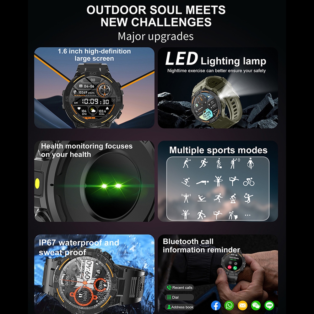 ساعة ذكية عسكرية متينة للاستخد - مراجعة Smartwatch Rugged Watches For Men وسعره