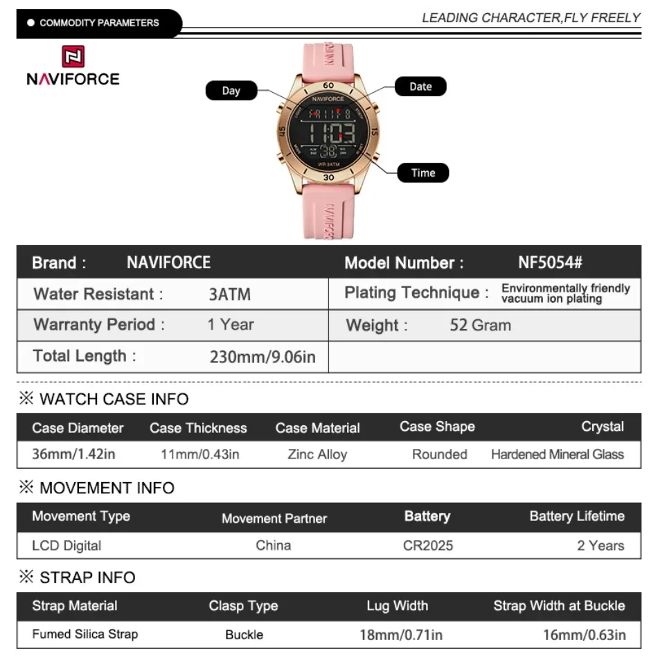 ساعة NAVIFORCE للنساء موضة ريا - مراجعة Silicone Sport Band وسعره