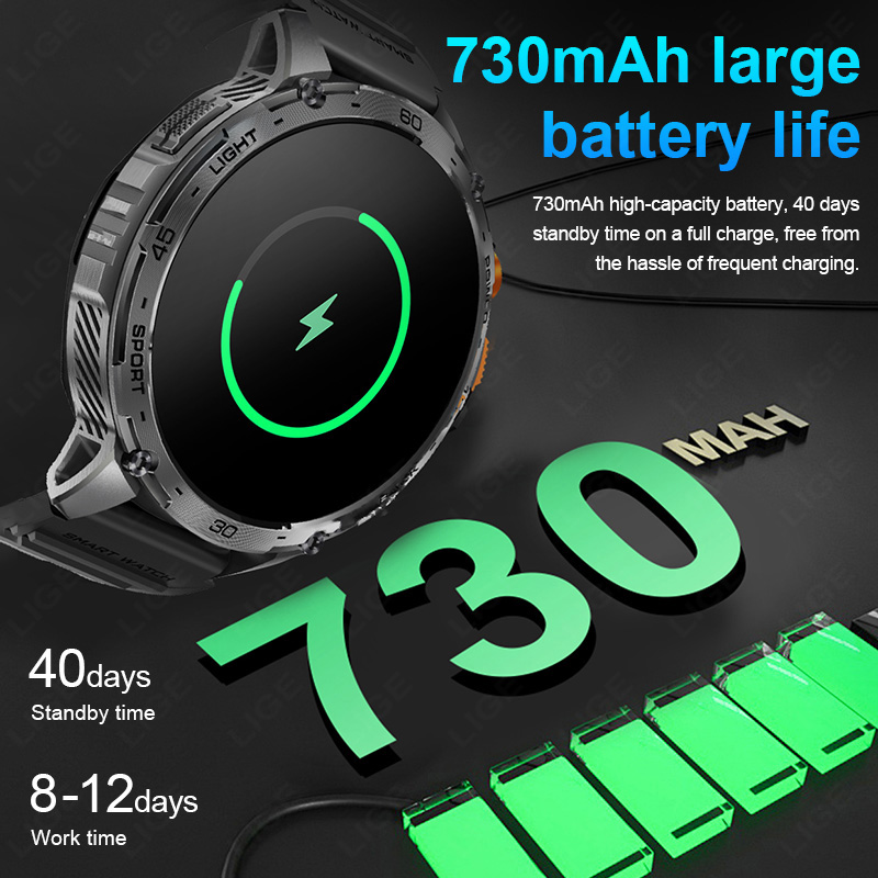 LIGE 730mAh بطارية كبيرة جدا و - مراجعة Smartwatch Latest Watches For Men وسعره