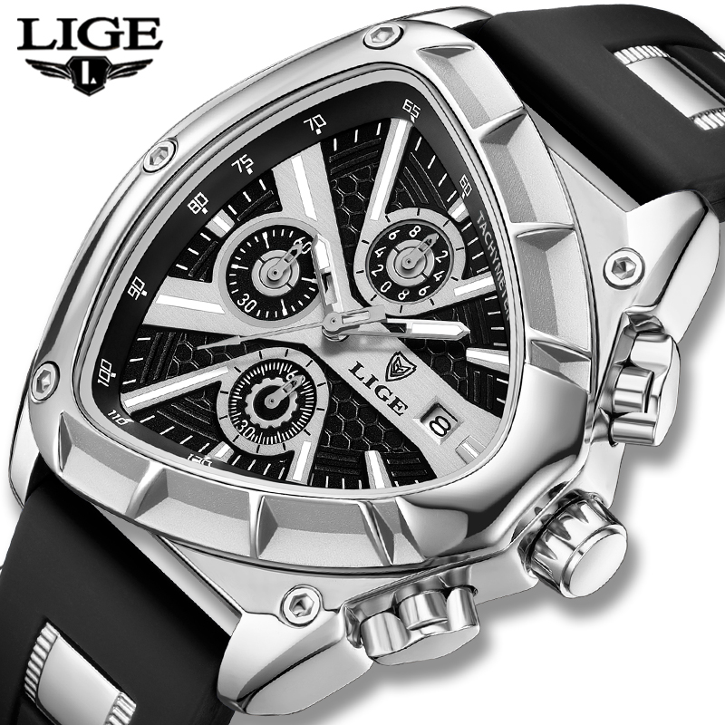LIGE أزياء الرجال ووتش مثلث كر - مراجعة Smartwatch Army Watches For Men وسعره