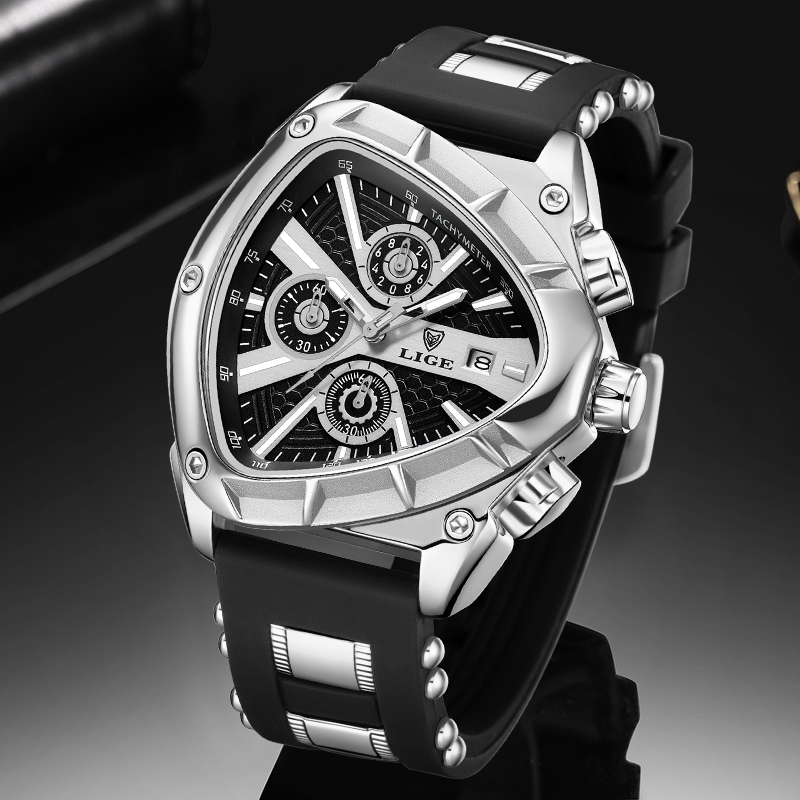 LIGE أزياء الرجال ووتش مثلث كر - مراجعة Smartwatch Army Watches For Men وسعره