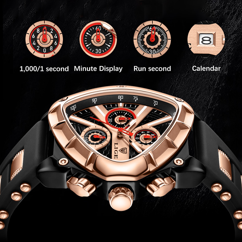 LIGE أزياء الرجال ووتش مثلث كر - مراجعة Smartwatch Army Watches For Men وسعره