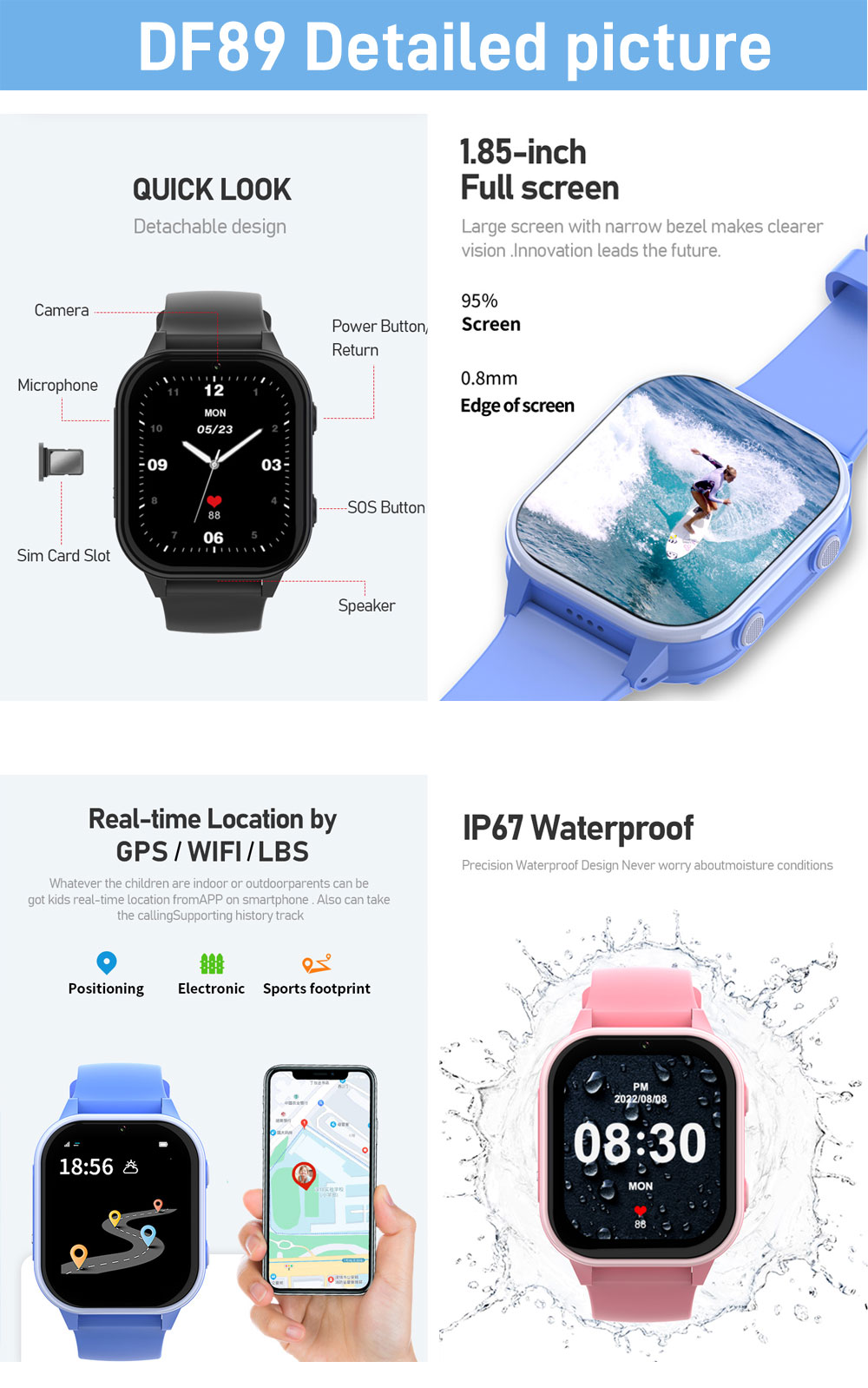 2G 4G الاطفال ساعة ذكية الهاتف - مراجعة Smartwatch Watches Gift For Girls وسعره