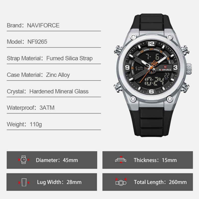 ساعة NAVIFORCE للرجال بشاشة مز - مراجعة Analog Quartz Watch وسعره