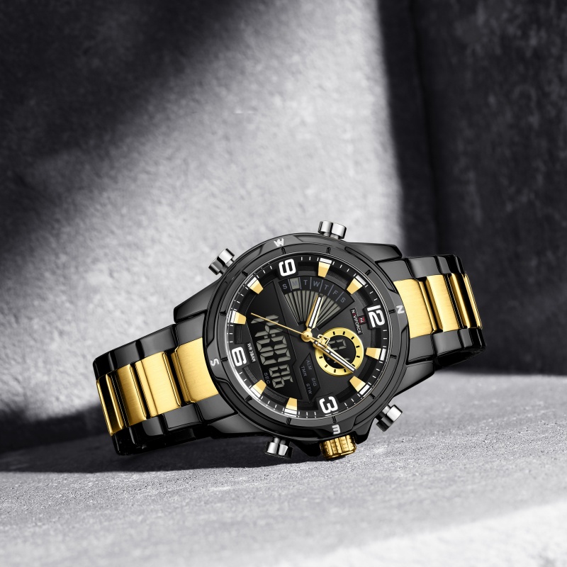 ساعة NAVIFORCE للرجال بشاشة مز - مراجعة Analog Quartz Watch وسعره